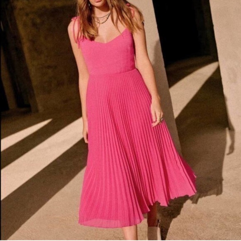 Sezane Vibrant Pink Midi Dress